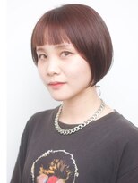 サロン ハナノ(Salon Hanano)&nbsp;ショートボブカッパーブラウンピンクオレンジオン眉20代30代前髪