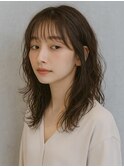 エアリー感セミロングゆる巻きスタイルパーマ