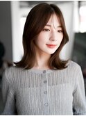 ☆大人ガーリーダークアッシュミディアムレイヤーカット韓国ヘア