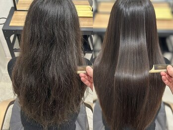 イーズヒュウ(ease HUE.)の写真/【クセを徹底解消】酸性ストレートで驚きの仕上がり！ツヤと柔らかさを実現する極上ケア♪