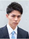 2WAYアップバングビジネス刈り上げツーブロック束感ショート