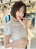 ワンレン韓国風小顔ショート/ハイトーン透明感カラー/博多