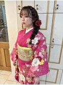 前からも可愛い編みおろし 卒業式 振袖着付け