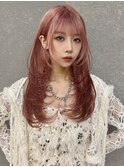 ハッシュカット×艶髪ピンクグラデーション