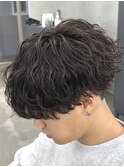 熊本メンズカット 波巻きスパイラルパーマ 刈り上げマッシュ