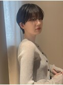 ショートパーマ銀座メガネ女子丸みショート大人可愛い小顔カット