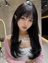 アンフィニー 仙台(ANFINI)&nbsp;仙台髪質改善縮毛矯正韓国デジタルパーマチェリーブラウン前髪