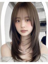 オンク 新宿(onk)&nbsp;黒髪/グレーベージュ/レイヤーロング/前髪パーマ[新宿駅]