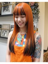 グッドフェローズ キタホリエ(GoodFellas kitahorie) 鮮やかオレンジ×ブラックのヘアカラーデザインレイヤー艶感