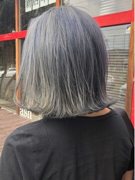 アッシュタカサキ(ash takasaki) 大人可愛い☆切りっぱなしボブ×外はね小顔×シアーブルー