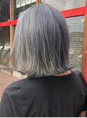 大人可愛い☆切りっぱなしボブ×外はね小顔×シアーブルー
