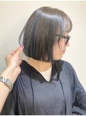 【FOLK】透明感ハイライトブルー☆似合わせ切りっぱなしボブ♪