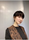 大人ガーリー チョコレート プリカール 小顔 丸みショートボブ