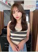 黒髪ボブルフネビージュワンレンくびレイヤーミディアムヘア