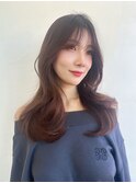 毛流れくびれヘア／韓国風／こっくりブラウン【自由が丘】