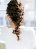 《calico》＊。こなれ感三つ編みヘアアレンジノットヘア＊。
