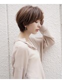 ゆるやかパーマ ピンクベージュ ショート レイヤー