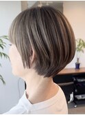 表参道白髪ぼかしハイライトミディアムボブショートボブ40代50代