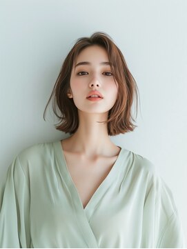 e.m.a プレミアムビューティーサロン 栄駅店(e.m.a PREMIUM BEAUTY SALON) 外ハネボブ/ボブ/前髪なし/イメチェン