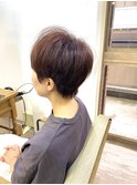 【岸】大人可愛いショートヘアレイヤーカットピンクブラウン