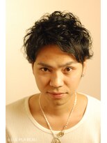 キリエ 豊川稲荷口店(KYLiE)&nbsp;メンズパーマスタイル/アッシュブラック/前髪パーマ20代30代40代