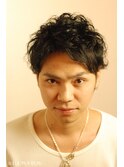 メンズパーマスタイル/アッシュブラック/前髪パーマ20代30代40代