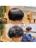 ネイビー(NAVY)&nbsp;お客様スタイル　波ウェーブ　ツイストスパイラル黒髪　前下がり