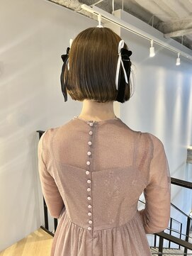 ヌープヘアーアイス(NUUP.hair ici) 20代30代♪大人可愛いタイトボブヘアセットベロアリボン金箔