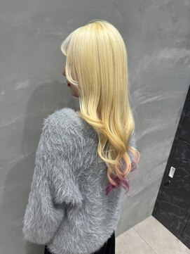 ナンバー 大分中央町店(N°) 【N°大分】@number_oita ☆ホワイトブロンド×裾カラーピンク☆