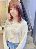 10代20代30代ロングレイヤーインナーカラー小顔丸みミディアム