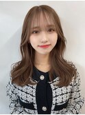 小顔シースルーバング顔周りカットミディアムレイヤーセミロング
