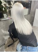 ブリーチなしカラーグレージュハイライトアッシュグレー小顔ボブ