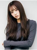 小顔レイヤーロングココア20代30代40代くびれミディ韓国ヘア