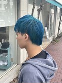 メンズ/韓国風/スパイキーショート/アクアブルー/刈り上げ