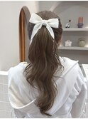 大人可愛いゆるふわポニー/ピンクベージュ