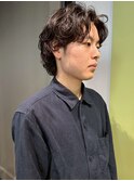 メンズパーマ ミディアム ニュアンスパーマ 黒髪 マッシュ