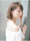 流しバング 切りっぱなしボブ アッシュカラー ☆