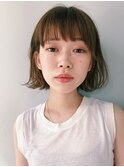 くすみベージュ/ボブ/前髪/レイヤー/髪質改善/縮毛矯正/田町