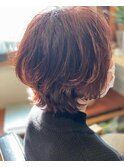 伸ばしかけパーマスタイル　グレイ・ファッションカラー可能