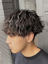 パーマヘア×カラー＊《波巻きスパイラル×立体感3Dハイライト》［新潟/長岡/メンズ/メッシュ］