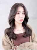 韓国ヘア_チェリーブラウンフェミニンロングダークアッシュ_9175