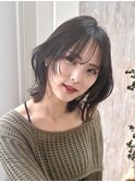 小顔外ハネミディアムアッシュ20代30代40代くびれミディ韓国ヘア