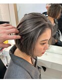 ハイライトブルージュマチルダボブインナーグレージュ前髪