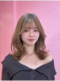 【広島韓国ヘア】韓国ミディアムレイヤー×マロンベージュ