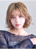 無造作ボブ×ブリーチ
