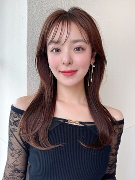アフロート ディル(AFLOAT D'L) 面長シースルーぱっつん前髪小顔レイヤーグレージュ20代30代