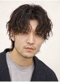 センターパートフェザーパーマシャドウパーマメンズパーマ