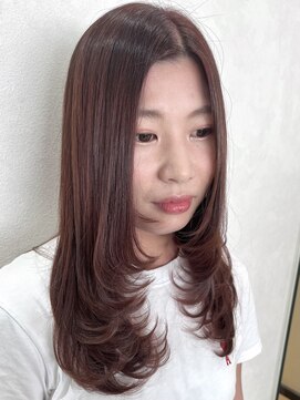 ベルヘアーデザイン 堺東(Belle hair Design) 韓国風顔周りレイヤーカットピンクグレージュ堺東20代30代40代