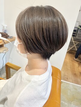 ハープット 府中けやき並木店(HearPut) くびれショート/前下り/前髪なし/ベージュ/ショートボブ/美髪