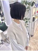 【馬場】大人かわいい黒髪前下がり小顔ミニボブ前髪あり